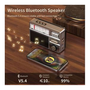 Radio Retro Solar Con Usb Y Bluetooth Port&aacute;til