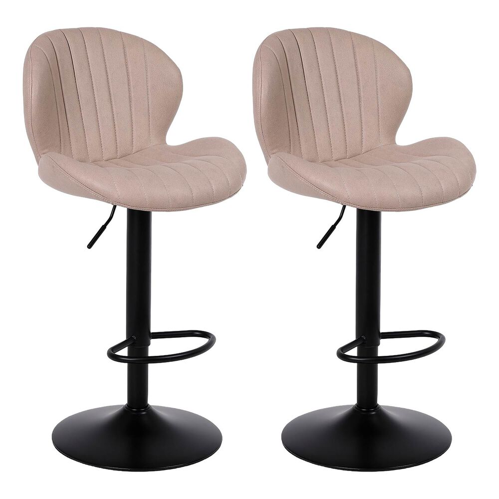 Pack 2 Pisos De Bar Lounge Con Respaldo Y Reposapi&eacute;s Beige image number 0.0