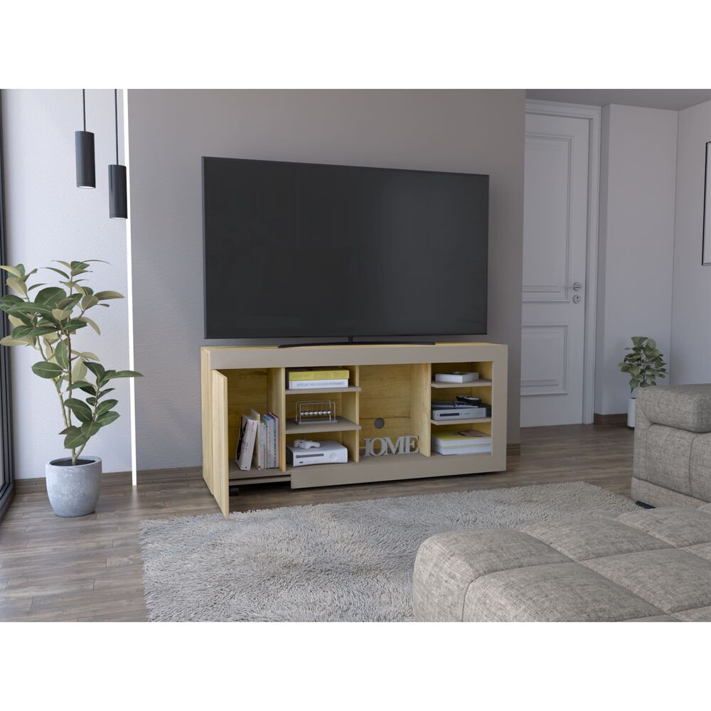 Mesa Para Tv 65" Fm 68x150x38 Cm Café Claro Y Gris image number 5.0