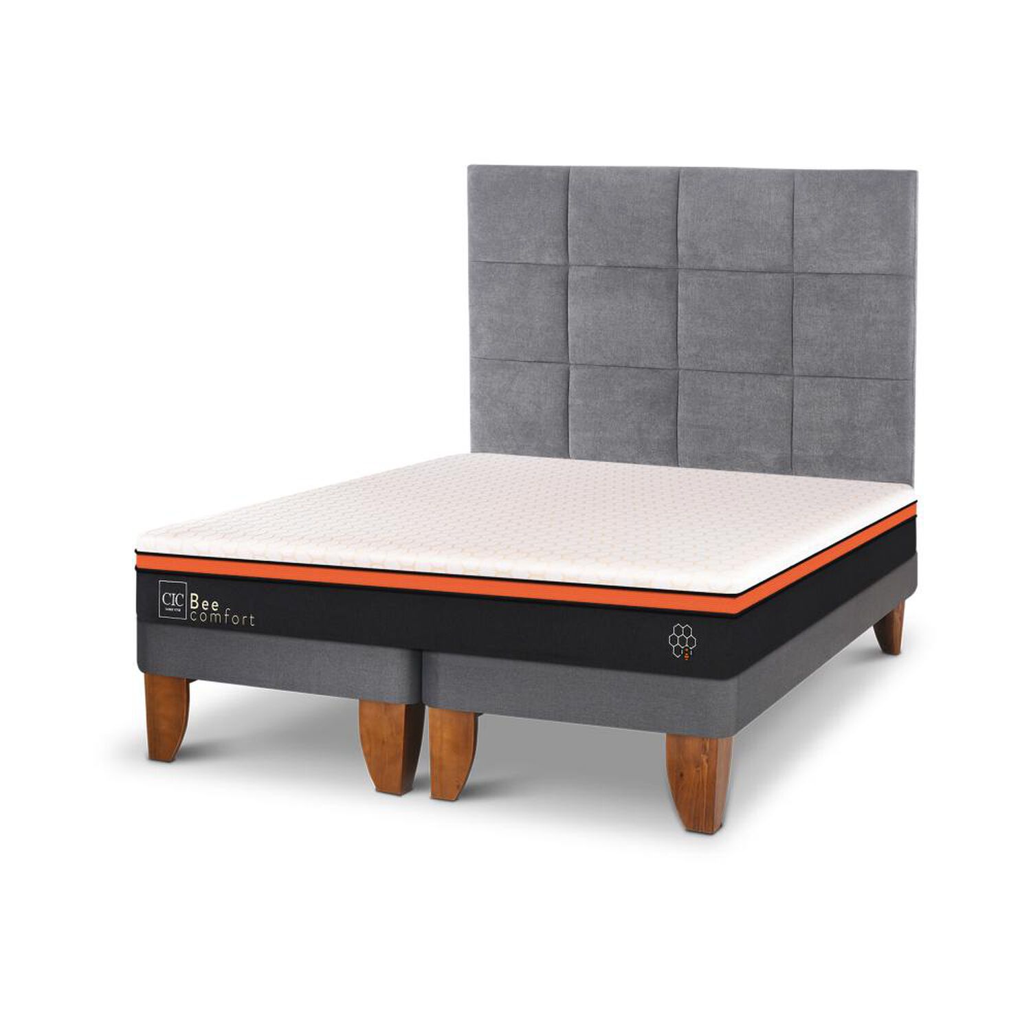 Cama Europea Cic Bee Comfort / 2 Plazas / Base Dividida + Respaldo image number 1.0