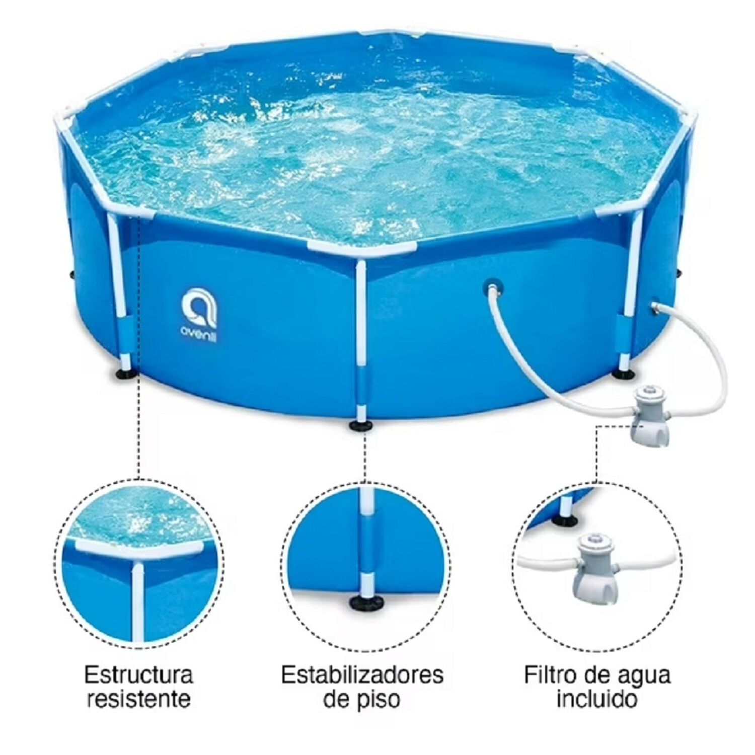 Piscina Con Filtro 6125 L 76360 Cm Celeste image number 1.0