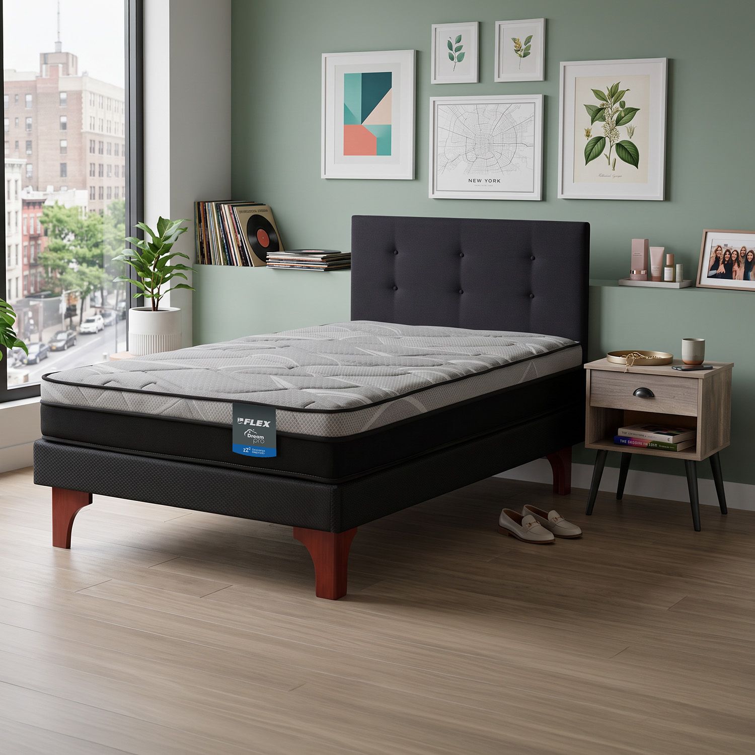 Cama Europea Flex Dream Pro / 1.5 Plazas + Set De Maderas image number 1.0