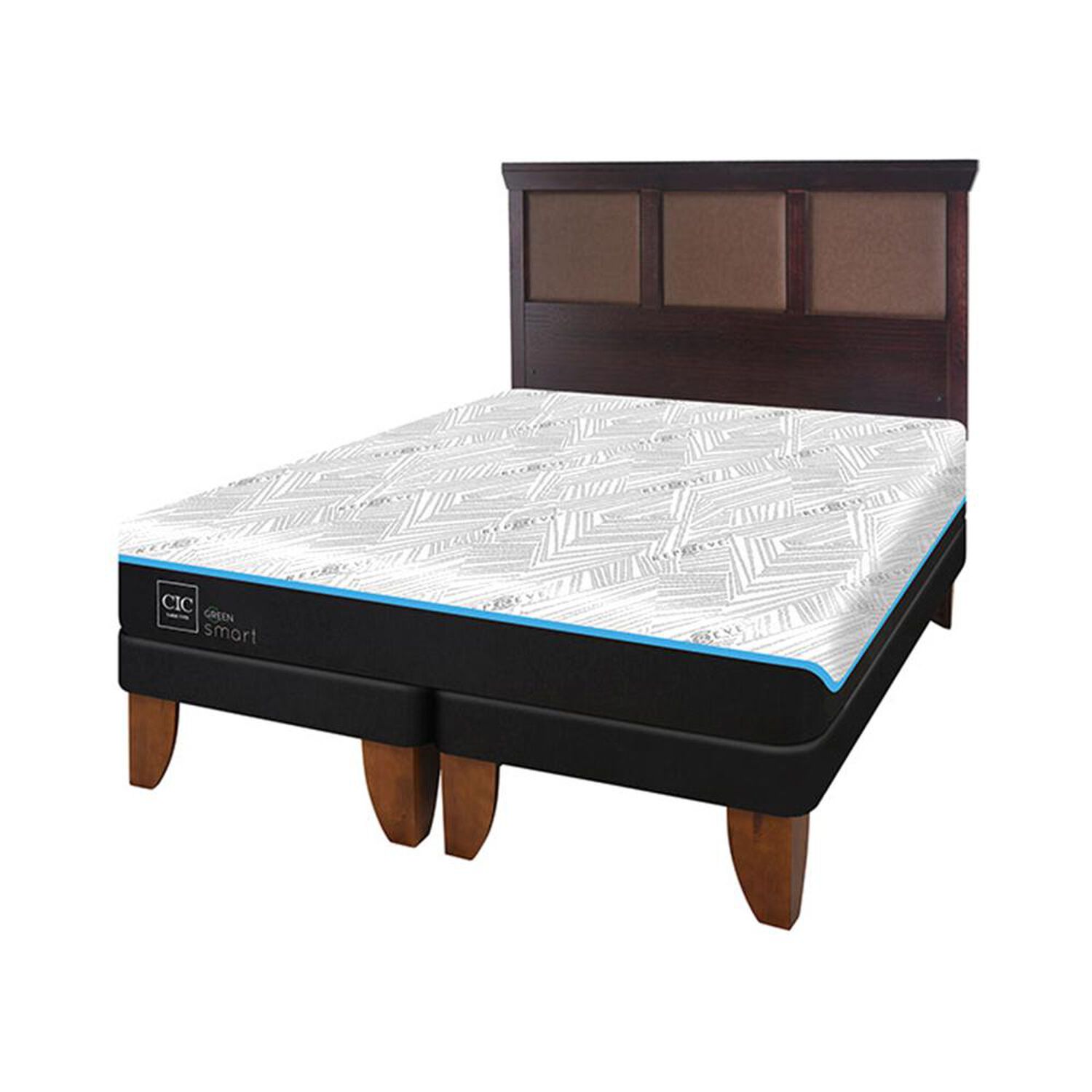 Cama Europea Cic Green Infinity / King / Base Dividida + Respaldo image number 1.0