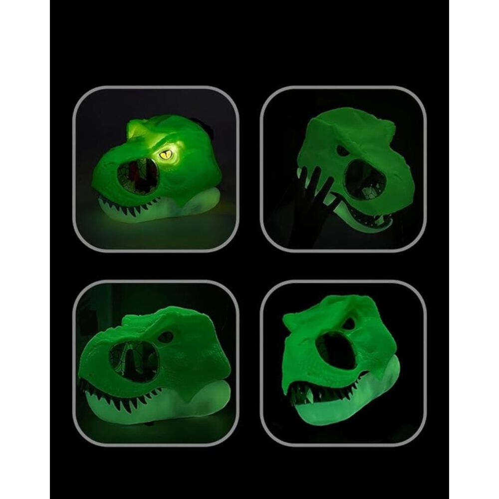 Mascara Infantil De Dinosaurio Rex Ne&oacute;n Luz Y Movimiento image number 4.0