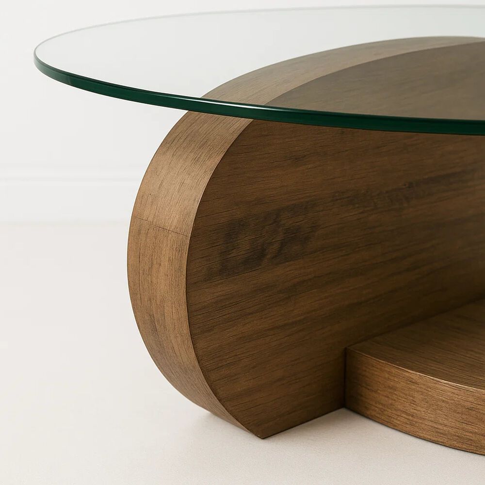 Mesa De Centro Duoglass Con Bases De Madera Y Superficie De Vidrio image number 12.0