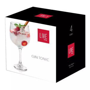Set 4 Copas Gin Tonic Vidrio 653ml Modelo Ginebra