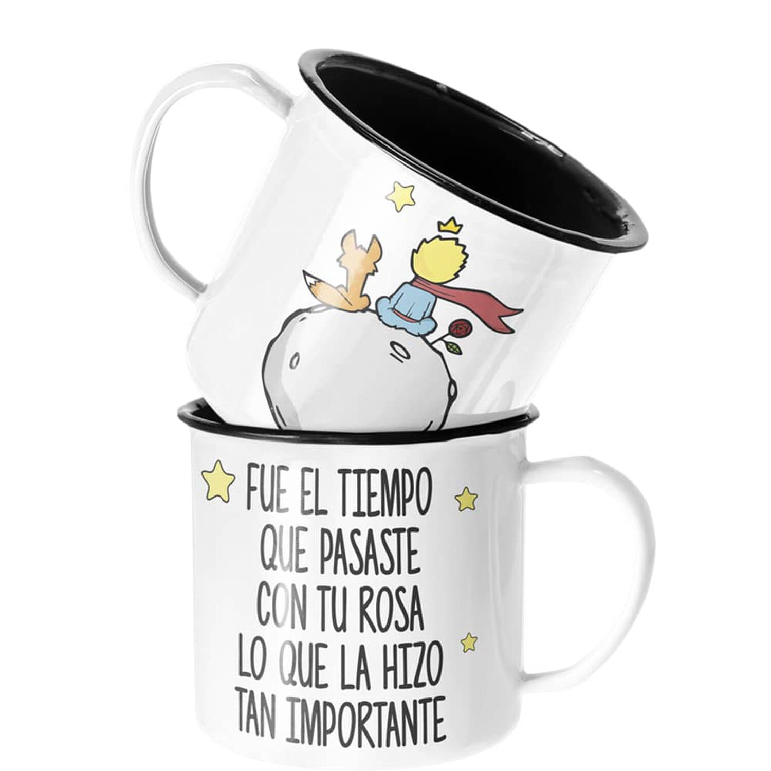 Taza Enlozada Lechera El Principito Libro Tiempo Con Rosa image number 0.0