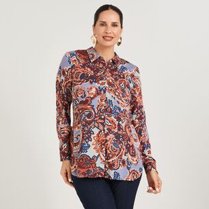 Blusa Estampada Manga Larga Cuello Camisero Mujer Lorenzo Di Pontti