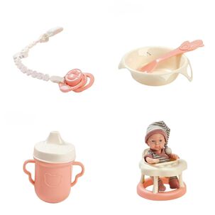 Juguete Bebe Realista 23cm Con Silla Para Comer Y Accesorios