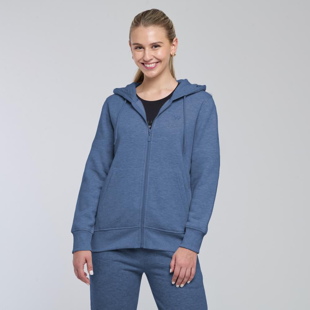 Polerón Deportivo Liso Slim Cuello Alto Con Capucha Mujer Wetland image number 0.0