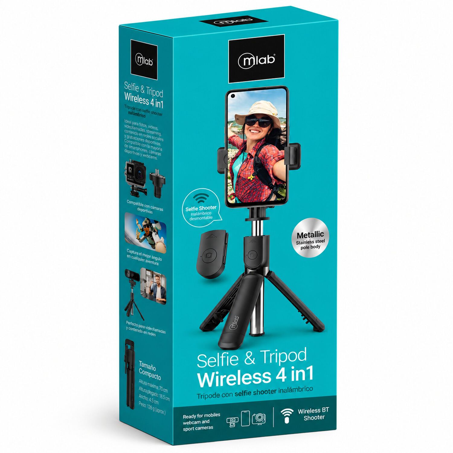 Soporte Kit Selfie Tripode Bluetooth (4en1) Multiprop&oacute;sito image number 6.0