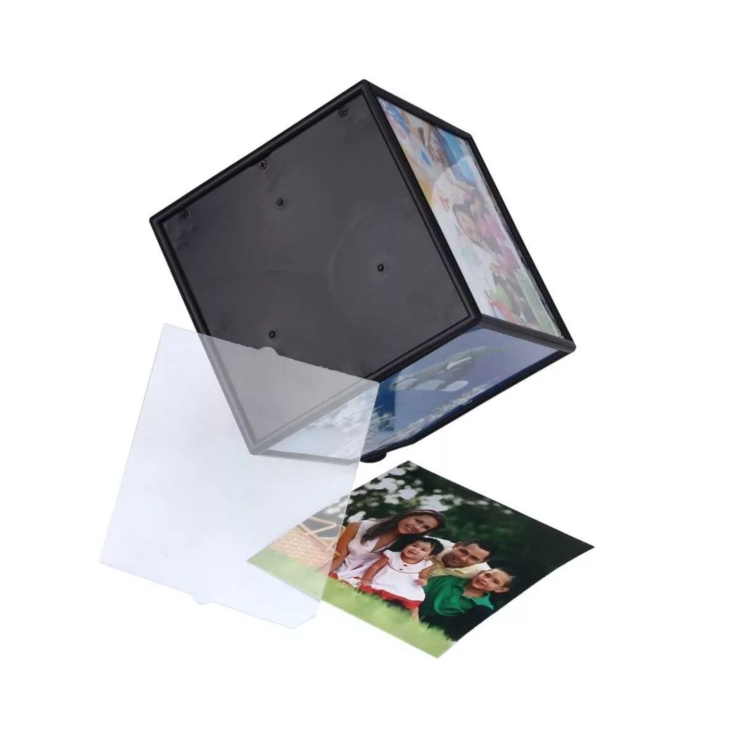 Cubo Rotativo 360 Foto Negro 11cm Para Exhibici&oacute;n Im&aacute;genes image number 1.0