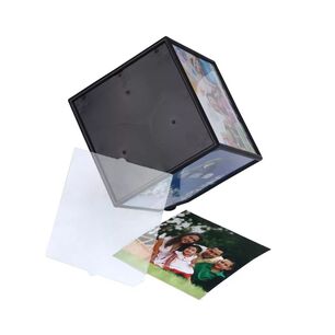 Cubo Rotativo 360 Foto Negro 11cm Para Exhibici&oacute;n Im&aacute;genes