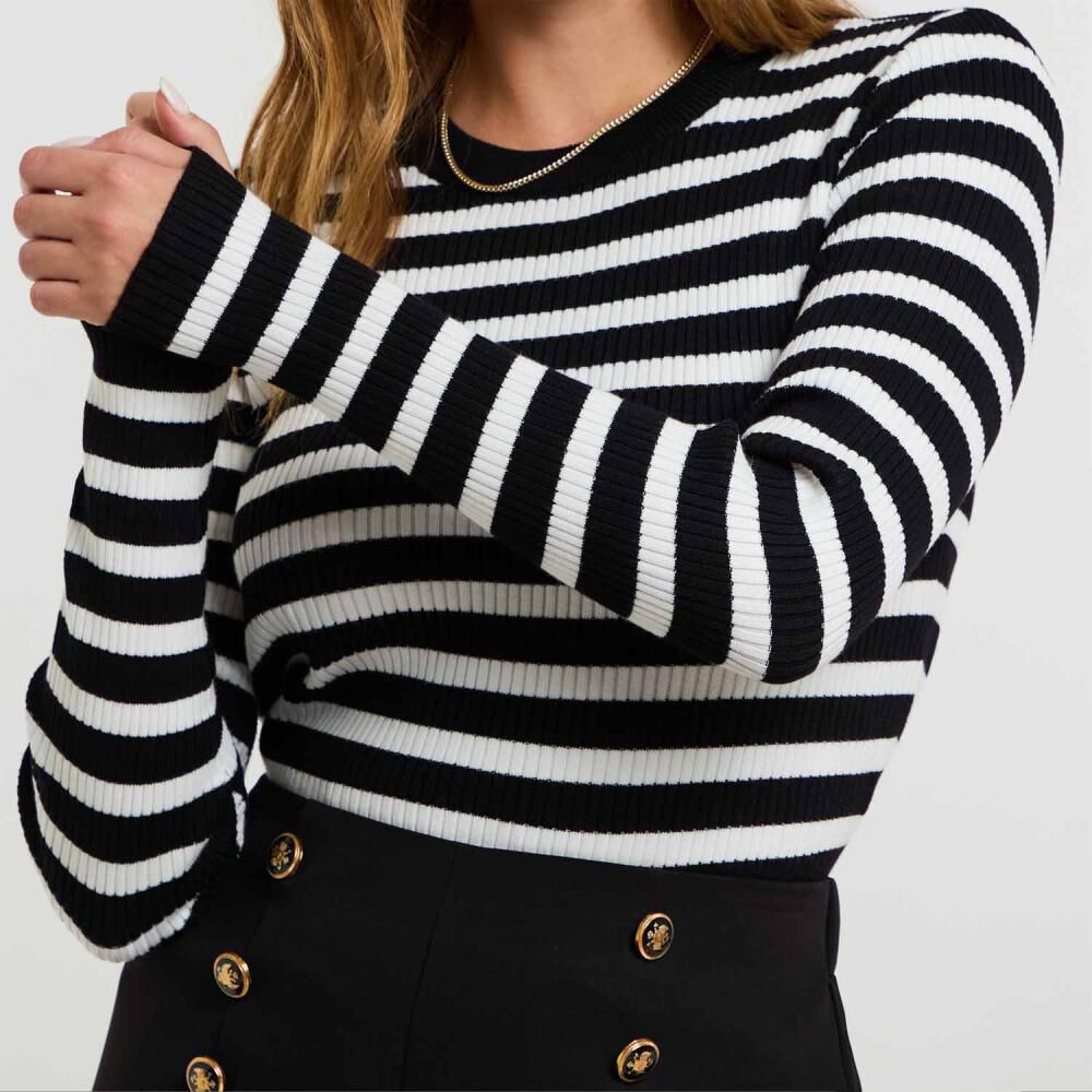 Sweater Rayas Manga Larga Cuello Redondo Mujer Kimera image number 4.0