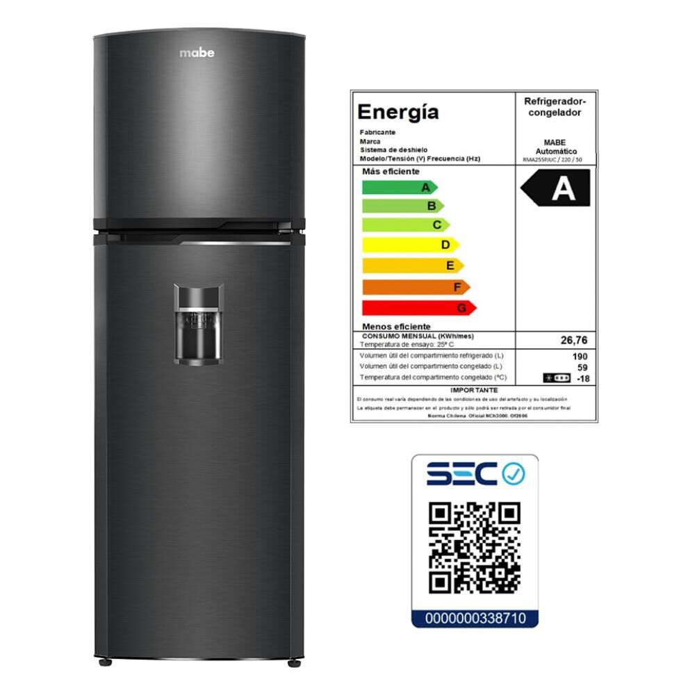 Refrigerador Top Freezer Mabe RMA255PJUC / No Frost / 249 Litros / A+ image number 9.0