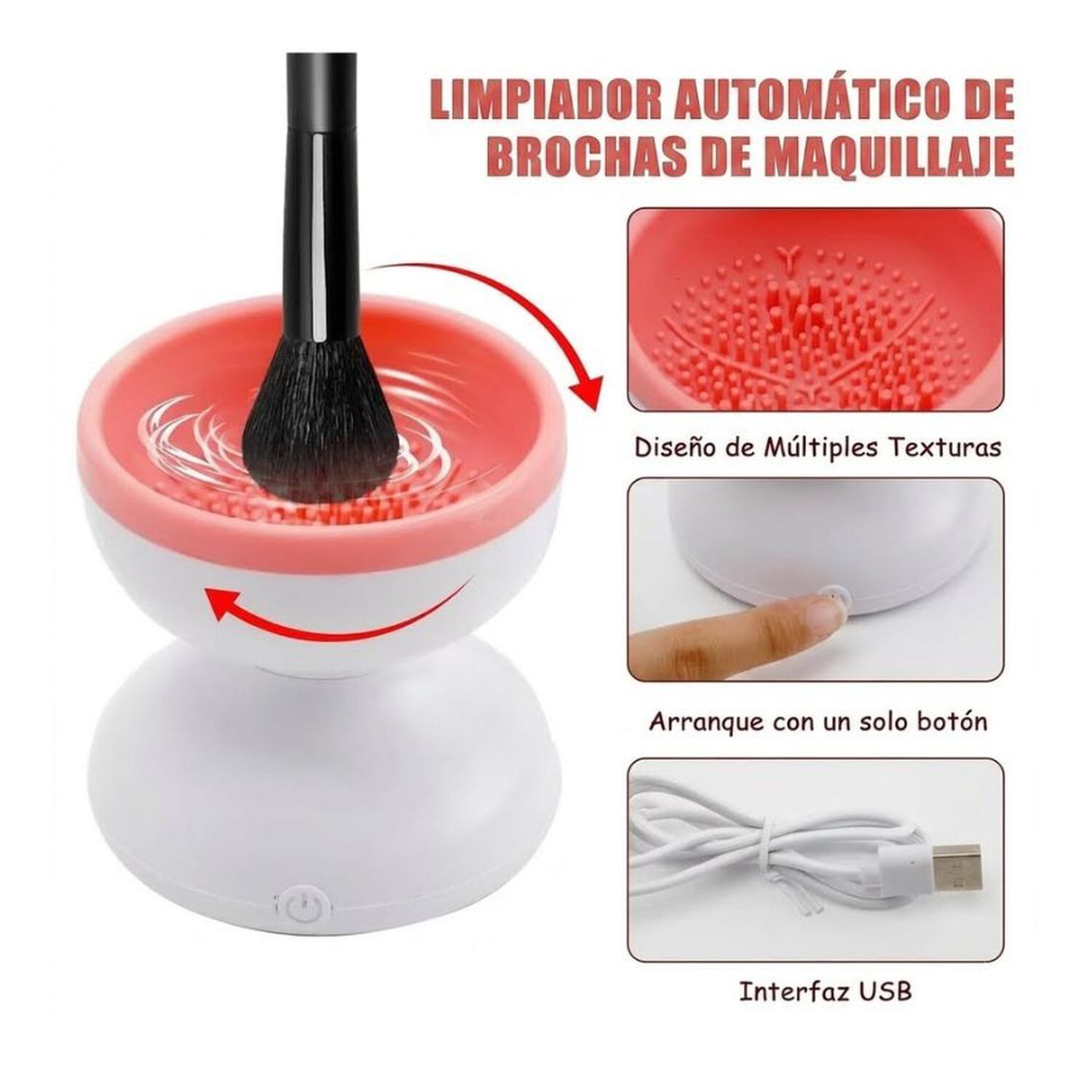 Limpiador De Brochas De Maquillaje El&eacute;ctrico Port&aacute;til image number 2.0
