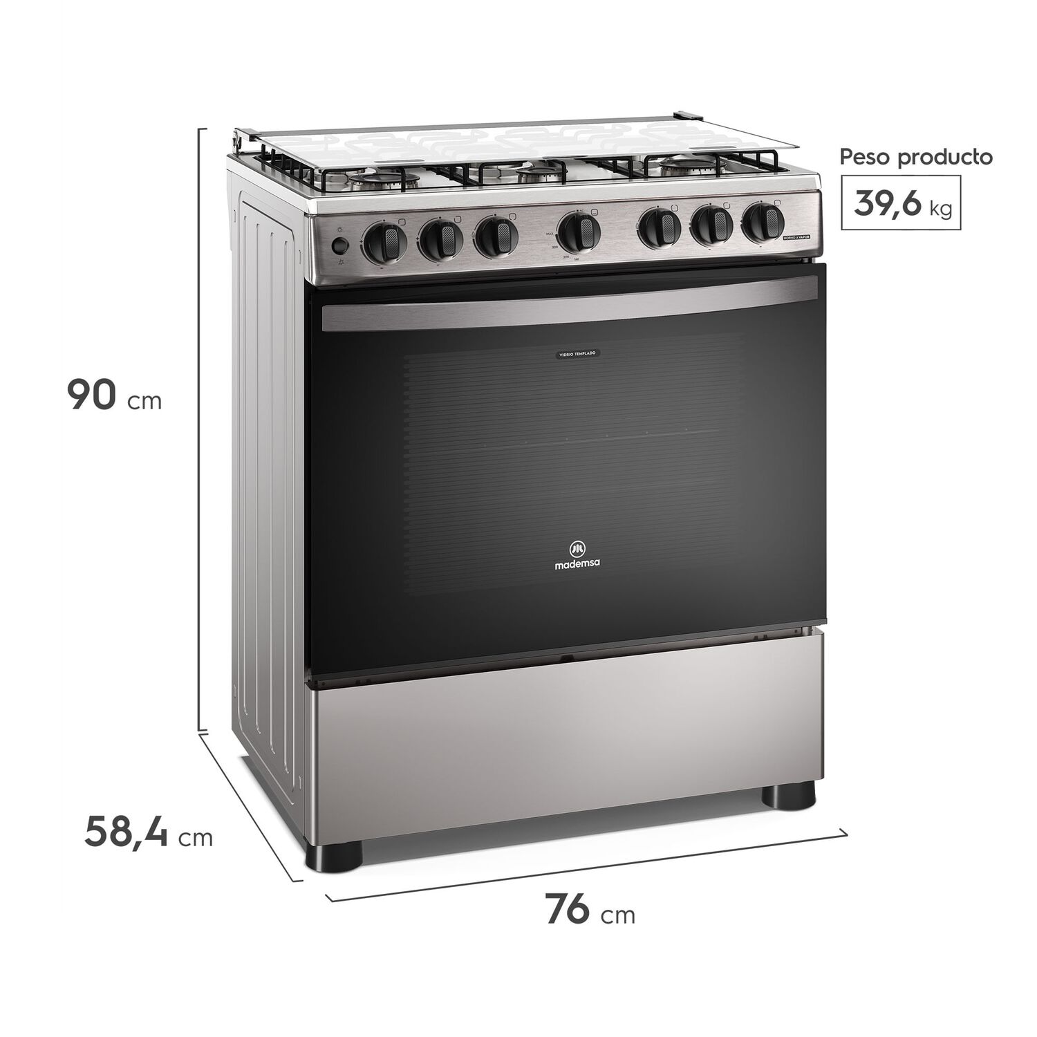 Cocina A Gas 6 Platos Horno Vapor Y Parrillas Alambr&oacute;n Fm6lsc Inox image number 2.0