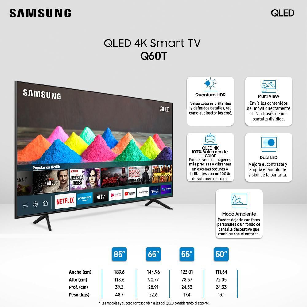 Qled Samsung Q60T / 50 " / Ultra Hd / 4k / Smart Tv image number 2.0