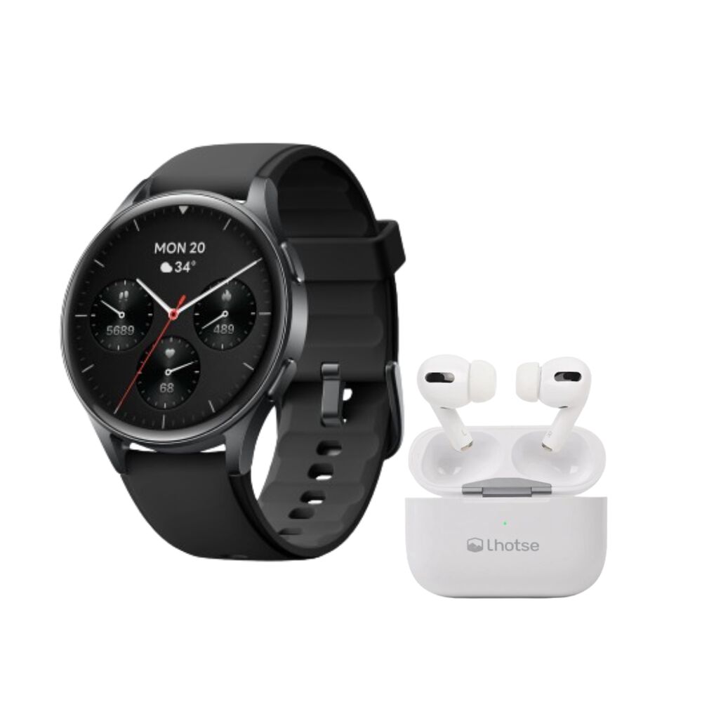 Pack Smartwatch Lhotse Vibe 05 Black + Audífonos Blanco image number 0.0