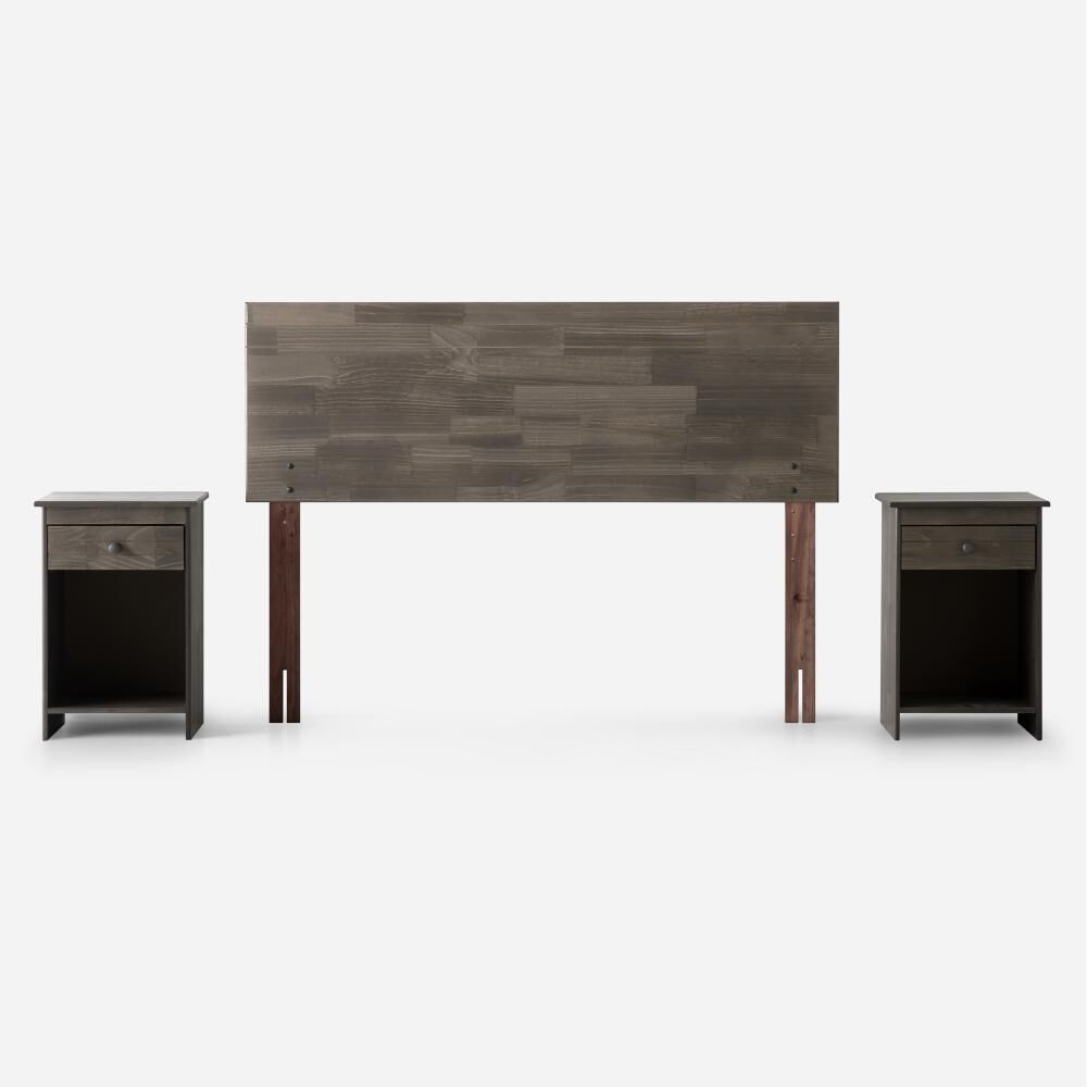 Cama Europea Rosen Wave / 2 Plazas / Base Normal + Set De Maderas Tabor Grafito image number 8.0