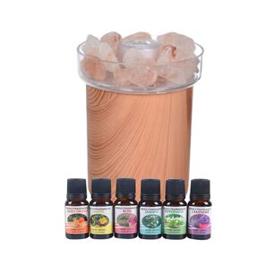 Humidificador Piedras Sal + 6 Esencias Aromaticas Marron Claro