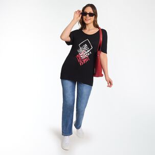 Polera Lisa Dise&ntilde;o Frontal Manga 3/4 Cuello Redondo Mujer Sexy Large