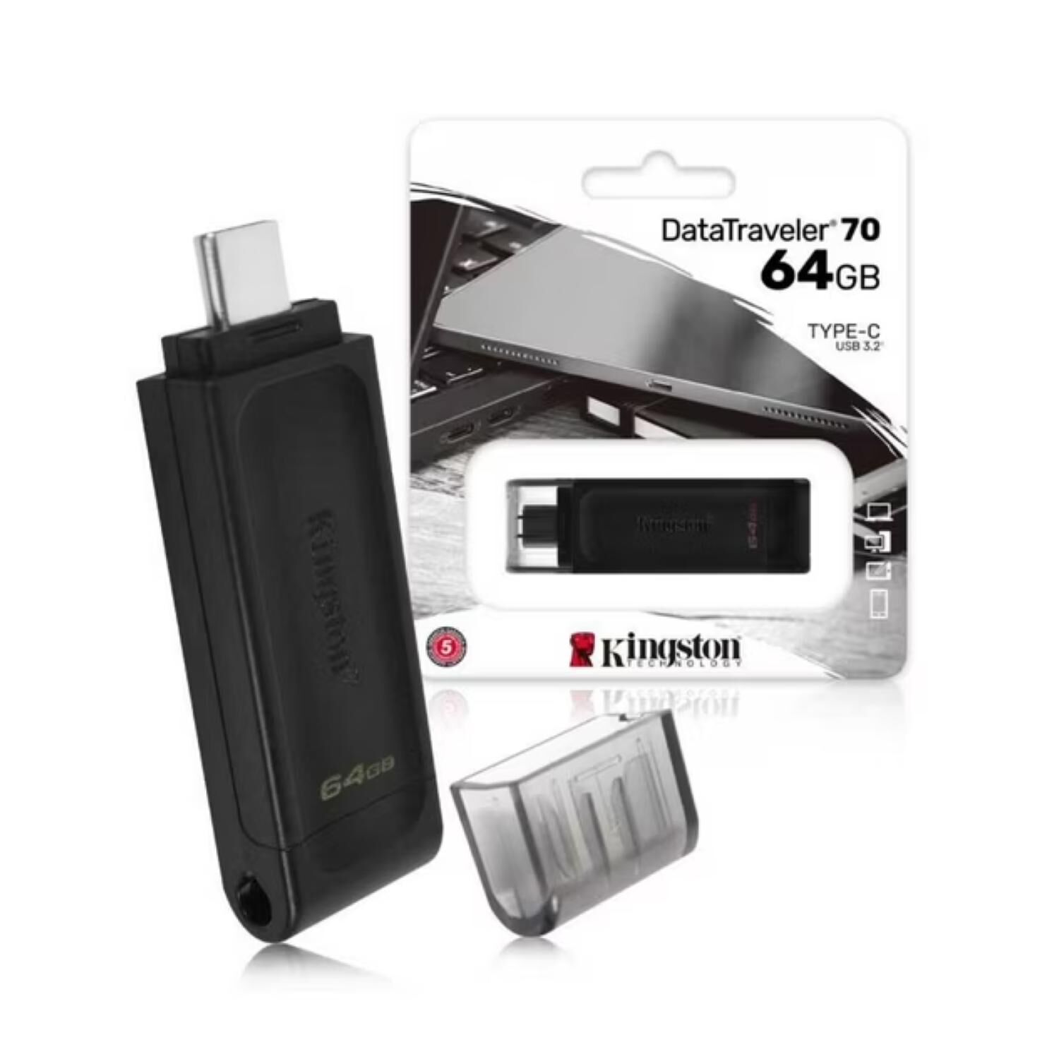 Pendrive Usb 3.2 Tipo C 64gb Negro Dt70 image number 2.0