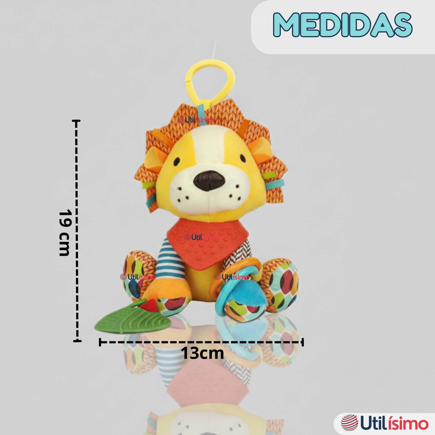 Juguete Peluche Animales Sensorial Con Mordedor Y Sonajero Dise&ntilde;o Le&oacute;n Ni&ntilde;a Y Ni&ntilde;o image number 2.0