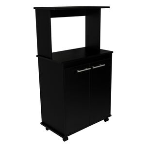 Mueble Microondas Con Ruedas 2 Puertas Fm-004n Negro