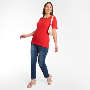 Polera Lisa B&aacute;sica Manga Corta Cuello Redondo Mujer Sexy Large