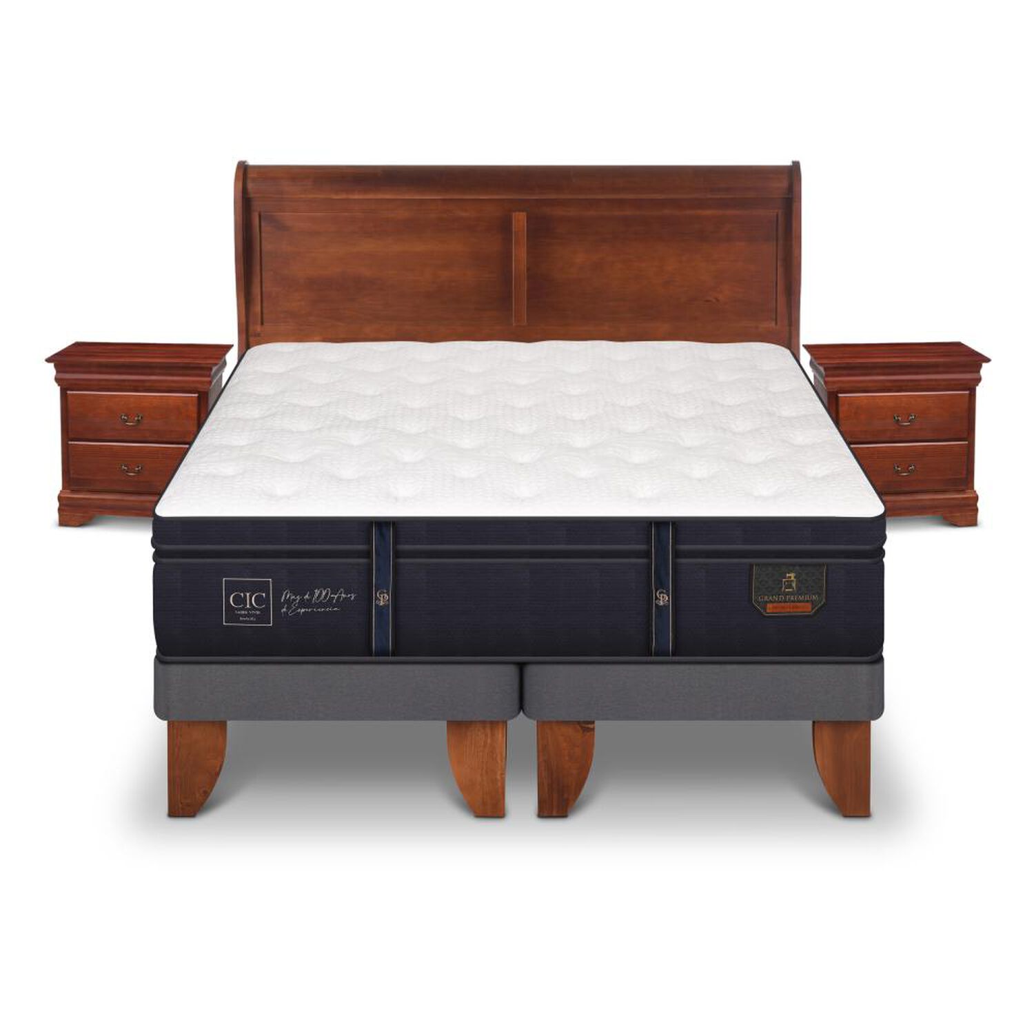 Cama Europea Cic Grand Premium / 2 Plazas / Base Dividida + Set De Maderas image number 0.0