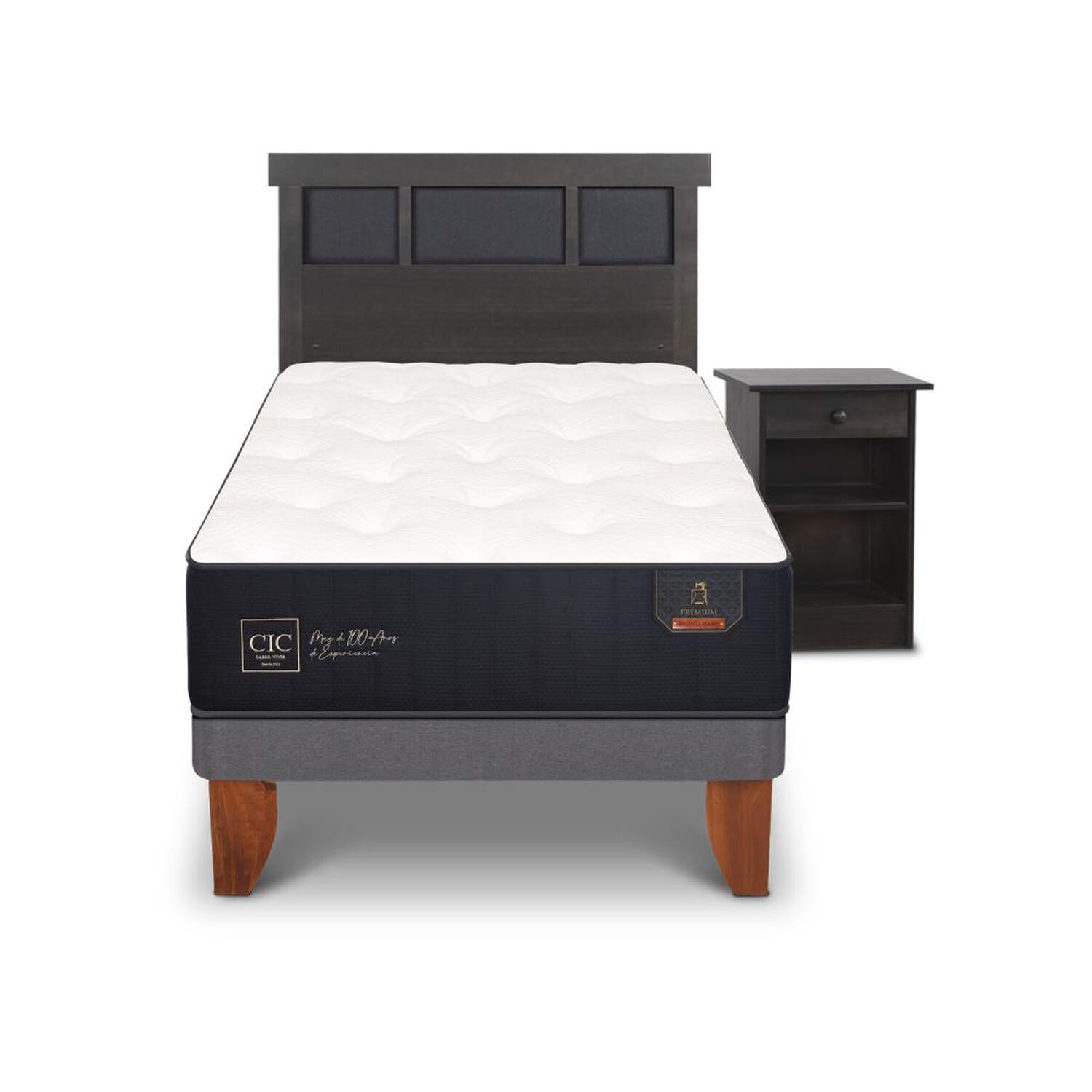 Cama Europea Cic Premium / 1.5 Plazas / Base Normal + Set De Maderas image number 0.0