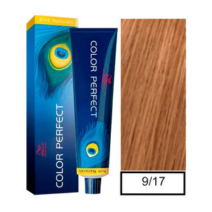 Wella - Tintura Permanente Color Perfect 9/17 Rubio Muy Claro Ceniza Marr&oacute;n 60 Ml + Oxidante En Crema De 60 Ml