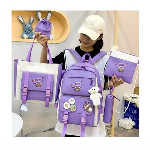Set Mochila Escolar 5 Piezas De Ni&ntilde;a Con Lonchera+estuche