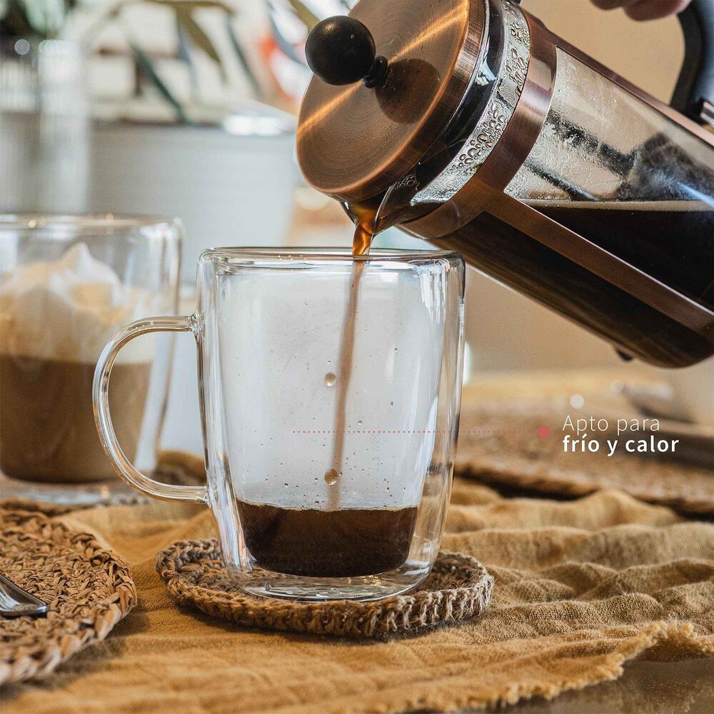 Set 4 Tazas De Vidrio Doble Pared 350 Ml Simplit image number 4.0