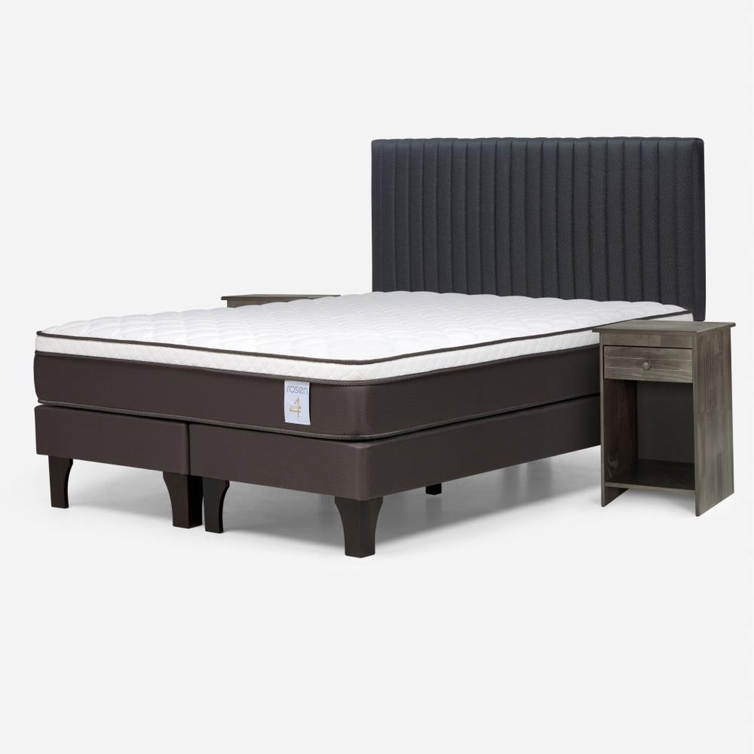 Cama Europea Rosen New Style 4 Plus / 2 Plazas / Base Dividida + Set De Maderas Lucio image number 1.0