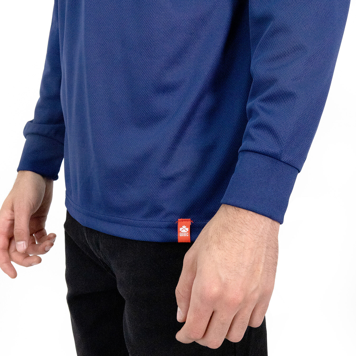 Polera Cooldry Quebec Manga Larga Azul image number 4.0