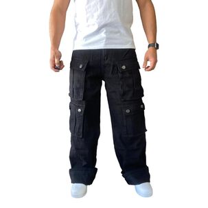 Jeans Diábolo Cargo Ancho Wide Leg Hombre