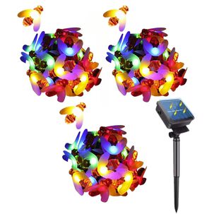Set 3 Luces Navidad Led Abeja Solar 4m Rgb Decoracion Set 3 Luces Navidad Led Abeja Solar 4m Rgb Decoracion