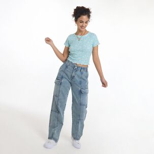 Polera Crop Micro Pint Manga Corta Cuello Redondo Mujer Freedom