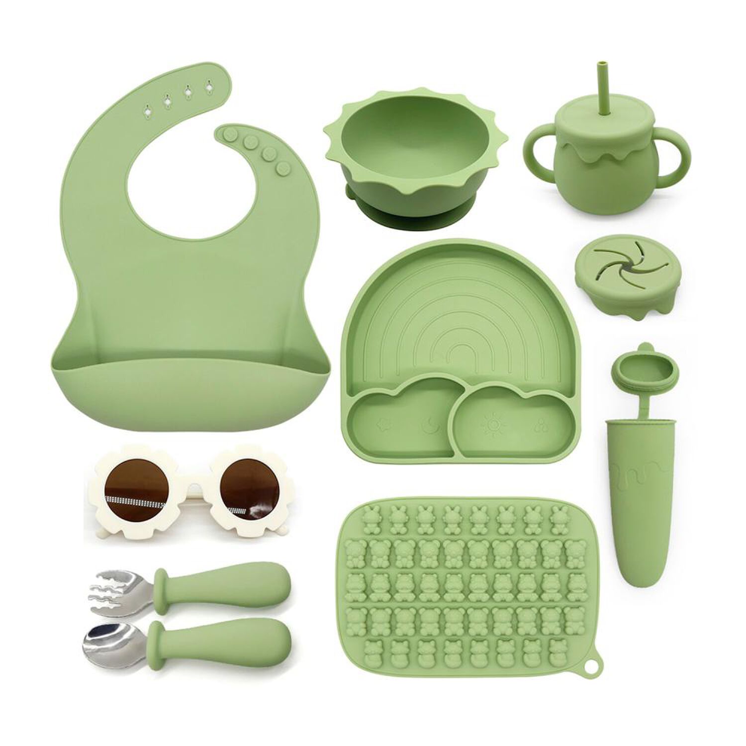 Set Alimentaci&oacute;n Bebesit Summer Silicona Verde image number 0.0
