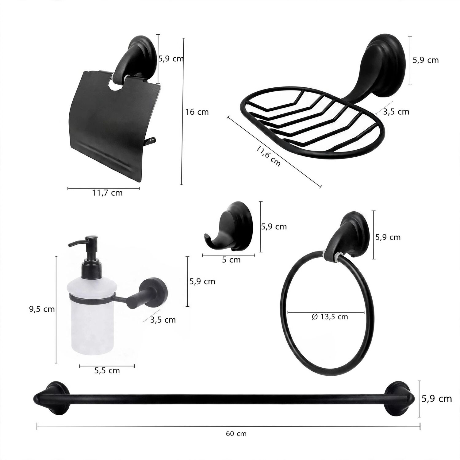 Kit Accesorios De Ba&ntilde;o 6 Piezas Modelo Notte Marca Taumm Color Negro image number 7.0
