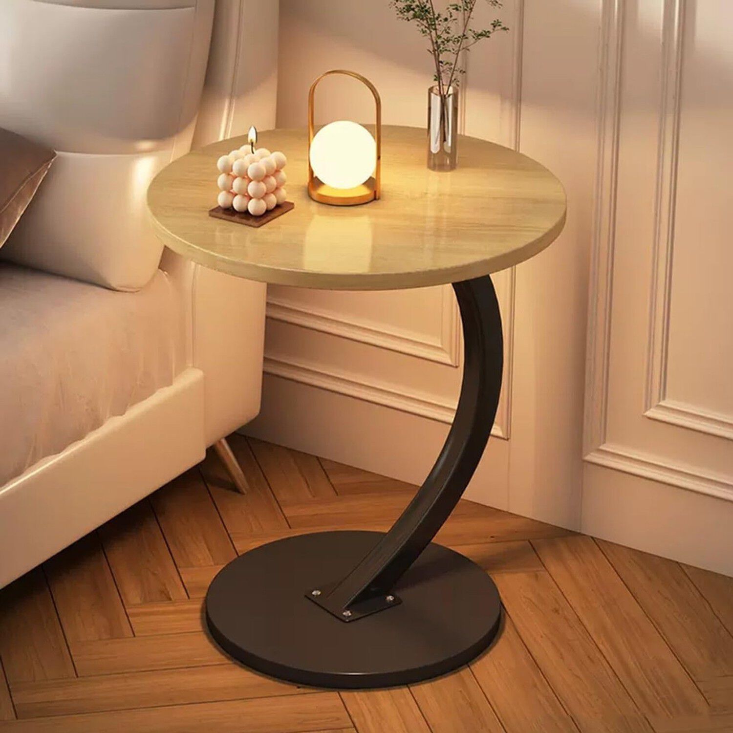 Mesa Auxiliar Redonda Madera Dise&ntilde;o C 40cm Beige image number 5.0