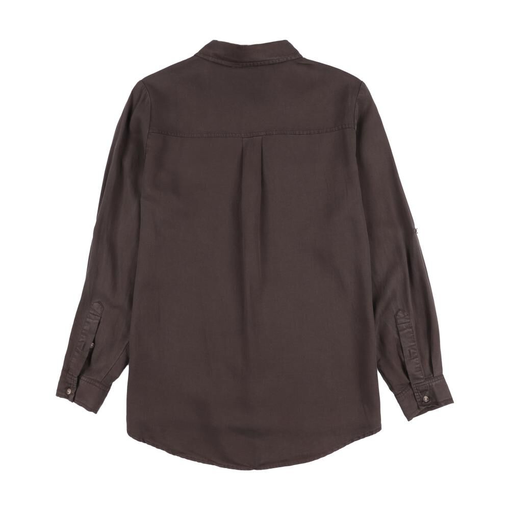 Blusa Lisa Abotonada Lyocell Manga Larga Cuello Camisero Mujer Kimera image number 1.0