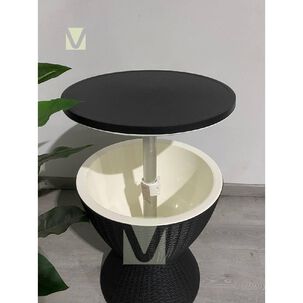 Mesa De Terraza Nami Con Hielera Y Altura Regulable Negra