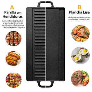 Plancha Parrilla Grill Reversible Hierro Fundido Cocina 50cm