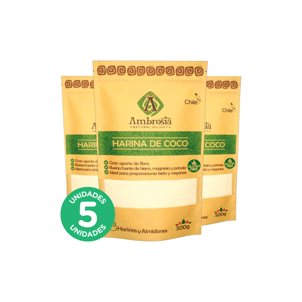 Pack 5, Harina De Coco Libre De Gluten Y Vegana 500gr image number 0.0