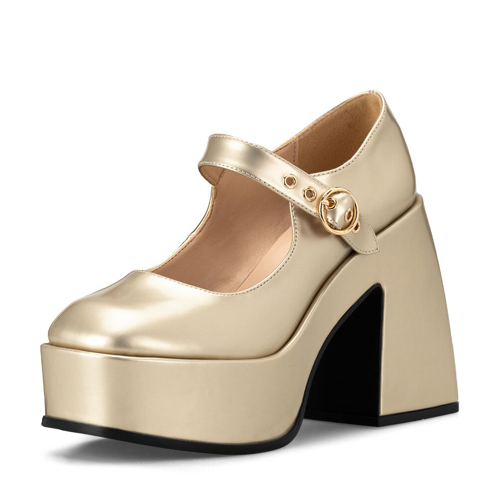 Zapato Taco Alto Dorado Casual Yl52 Weide image number 1.0