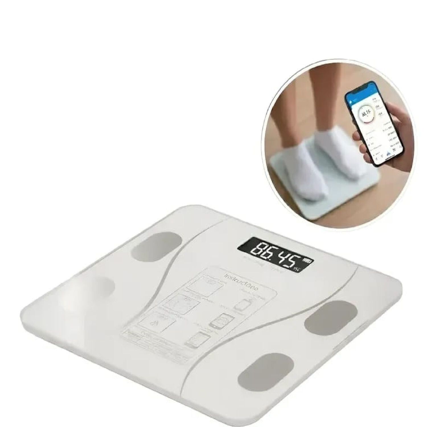 Balanza Pesa Digital De Ba&ntilde;o Inteligente Bluetooth Con App 180 Kg Color Blanco. image number 0.0