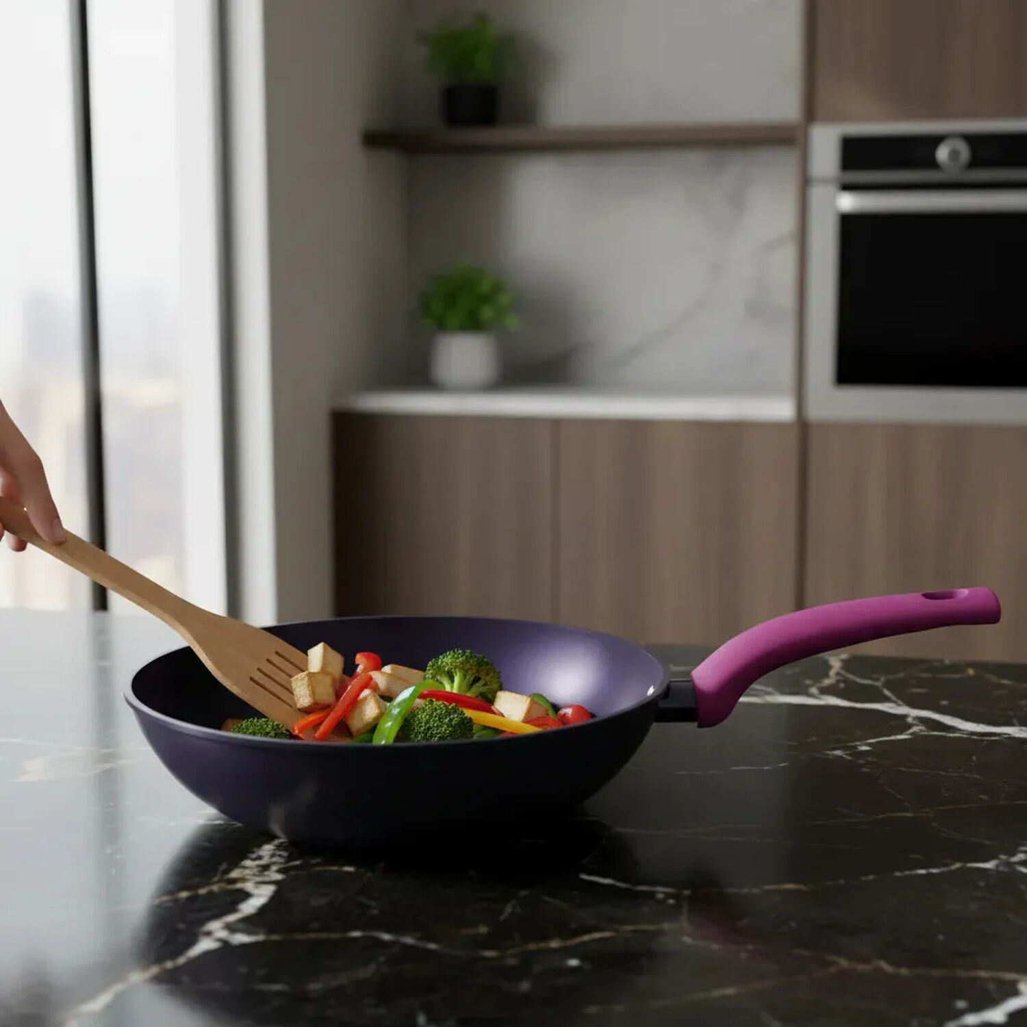 Wok Antiadherente Vitta Cherry 28cm Aluminio Forjado Apto Todo Tipo Cocinas image number 3.0